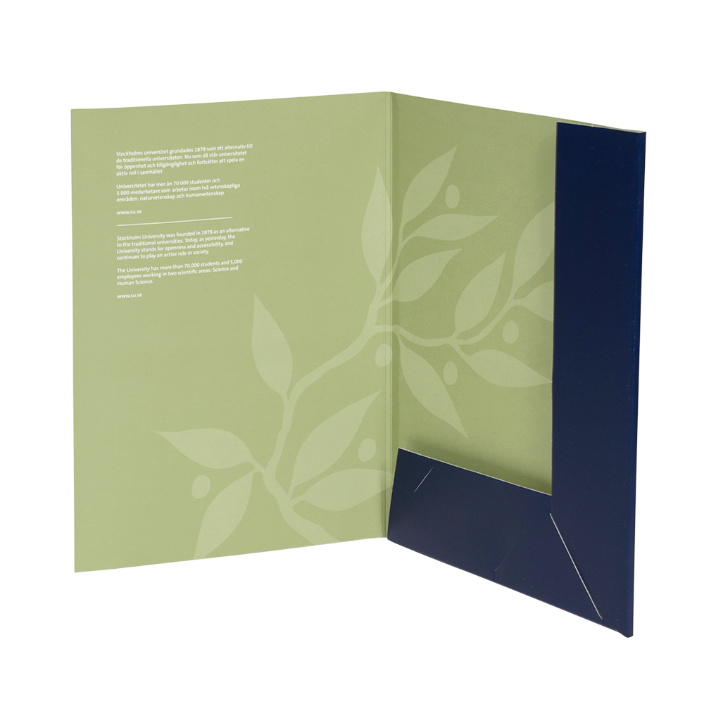 Konferensmapp med snodd, oliv, med SU-logotyp